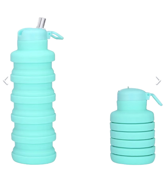 Termo / Botella de agua plegable, portable y con pitillo.