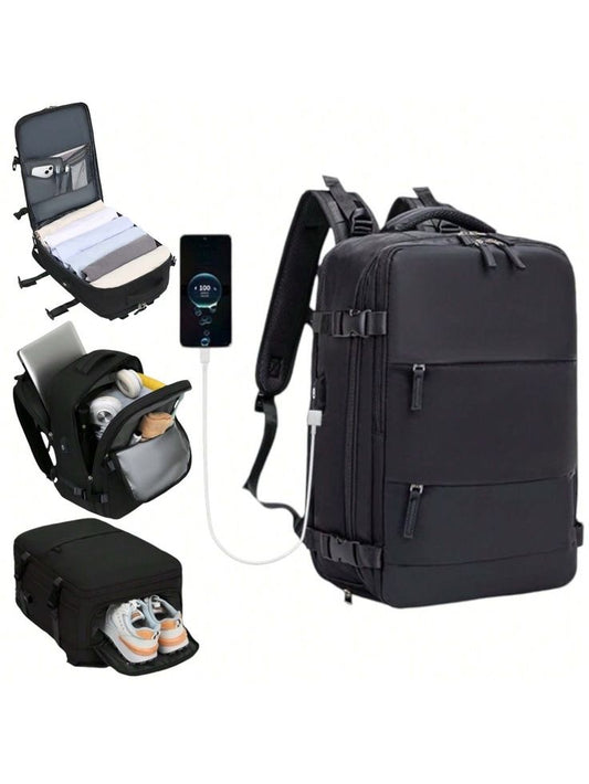 Morral Viajero, para avión, antirrobo, impermeable, compartimento para zapatos, puerto USB.