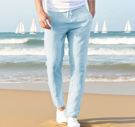 Pantalón de lino de otoño para hombre en diferentes colores, todas las tallas.