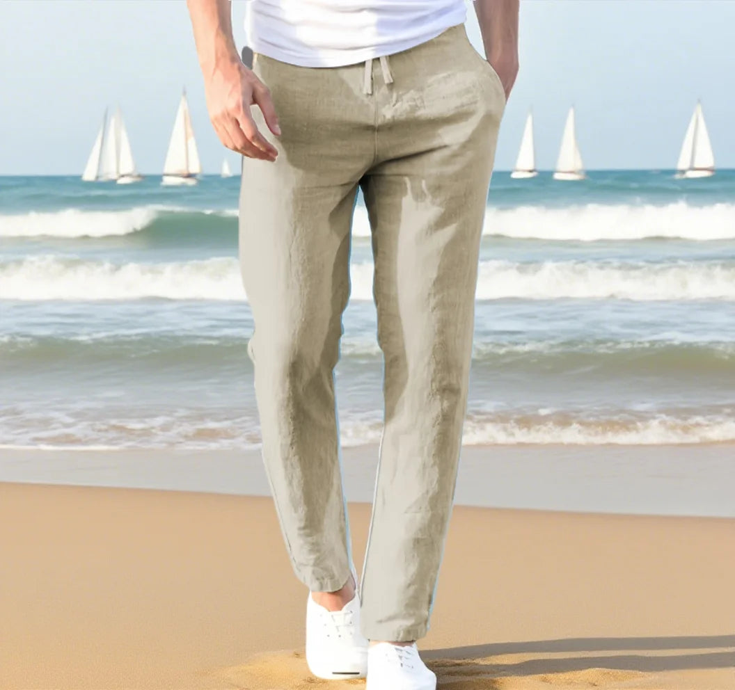 Pantalón de lino de otoño para hombre en diferentes colores, todas las tallas.