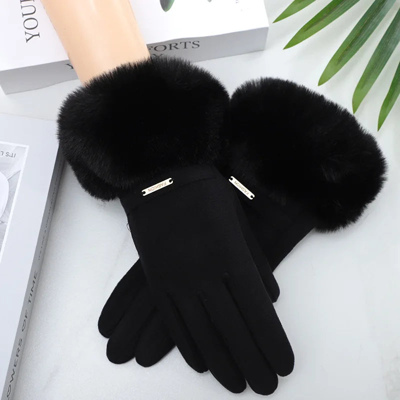 Guantes de invierno gruesos para mujer, impermeables, forro polar suave, para pantalla táctil.