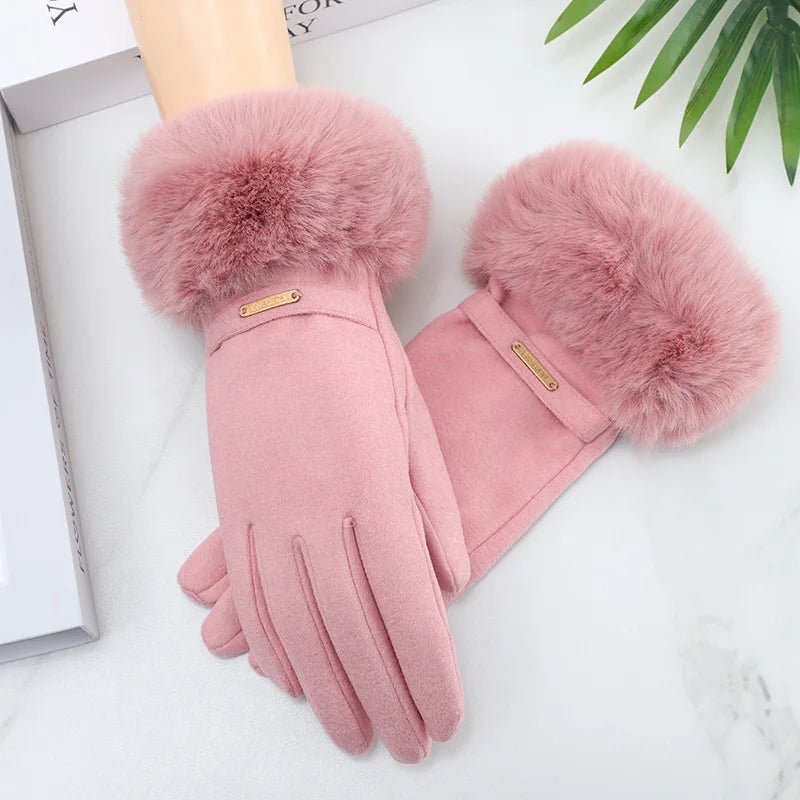 Guantes de invierno gruesos para mujer, impermeables, forro polar suave, para pantalla táctil.