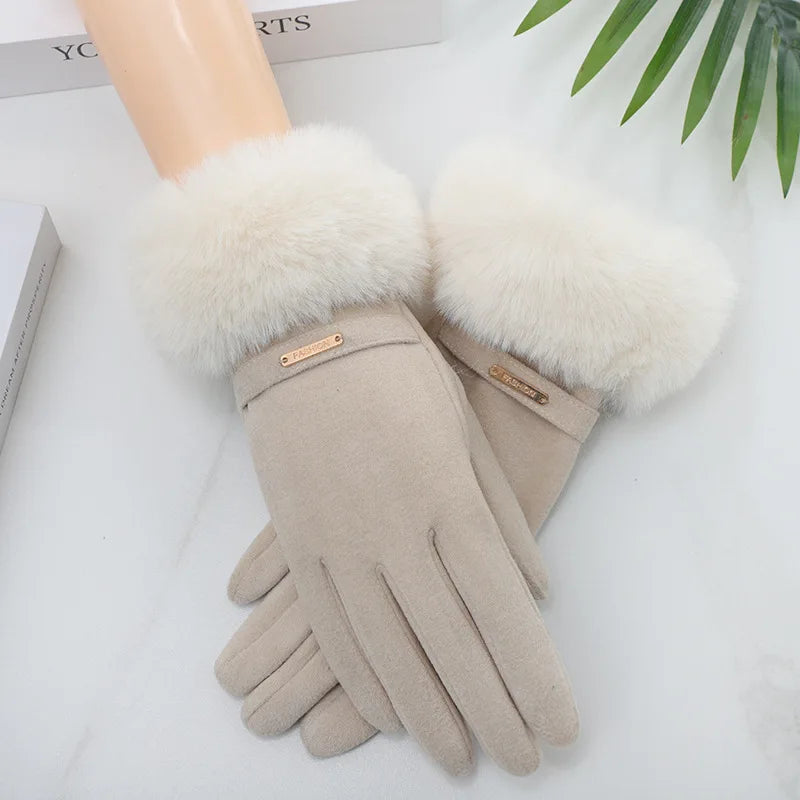Guantes de invierno gruesos para mujer, impermeables, forro polar suave, para pantalla táctil.