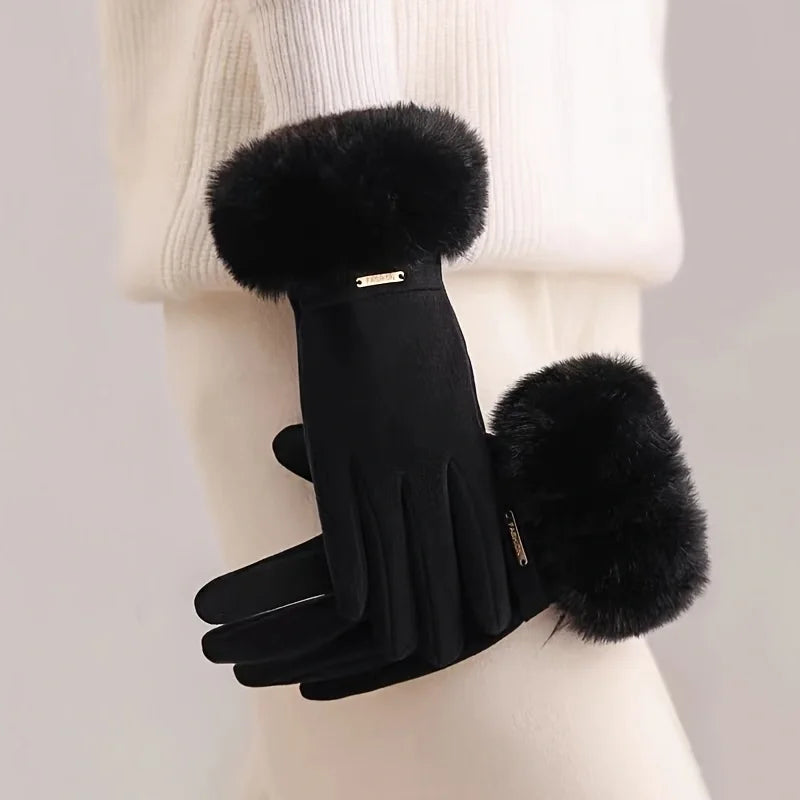 Guantes de invierno gruesos para mujer, impermeables, forro polar suave, para pantalla táctil..
