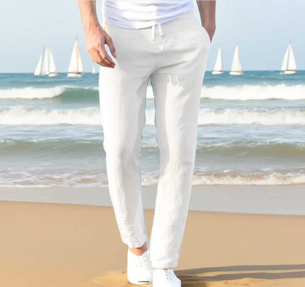 Pantalón de lino de otoño para hombre en diferentes colores, todas las tallas.
