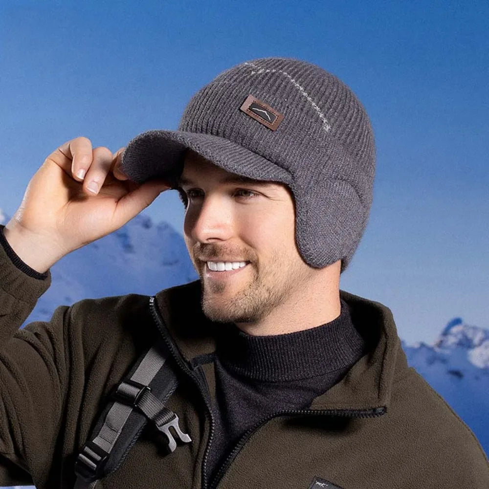 Gorra de lana para hombre con tapa oídos para invierno