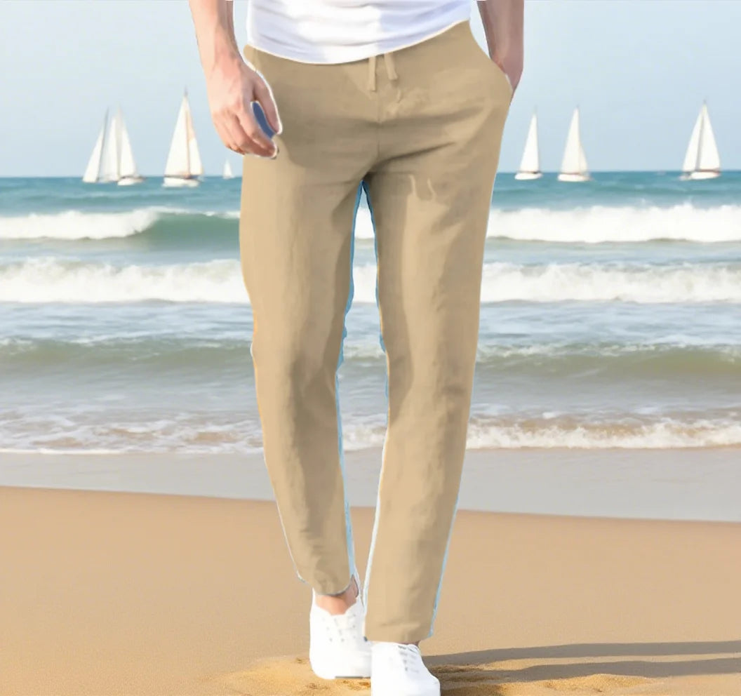 Pantalón de lino de otoño para hombre en diferentes colores, todas las tallas.