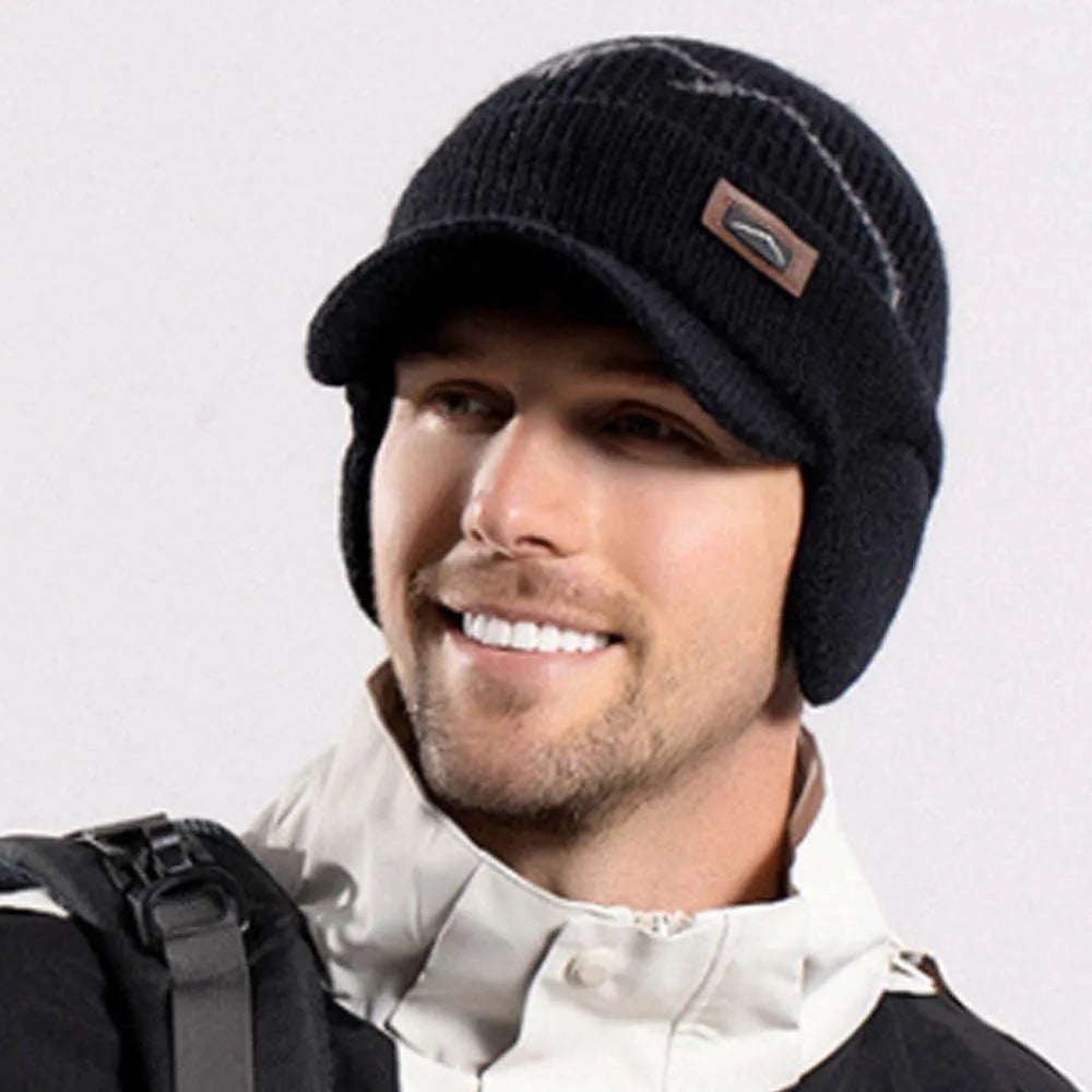 Gorra de lana para hombre con tapa oídos para invierno