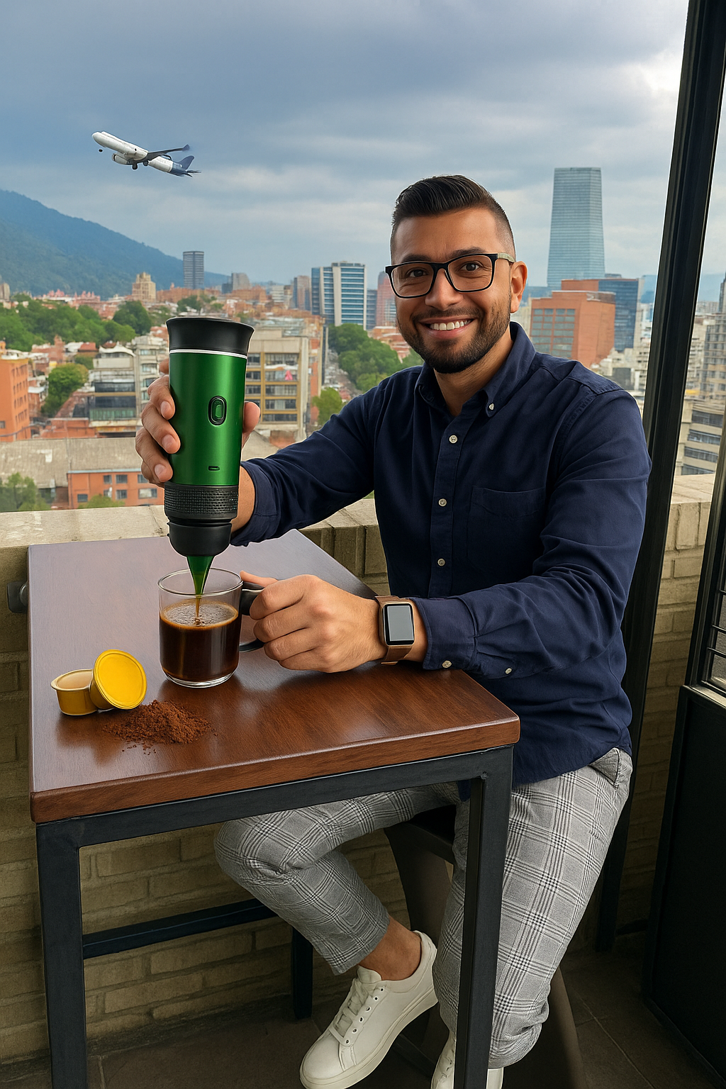 Cafetera Portátil de Cápsulas y Cafe Molido