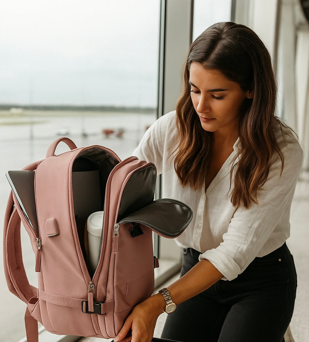 Morral Viajero, para avión, antirrobo, impermeable, compartimento para zapatos, puerto USB.