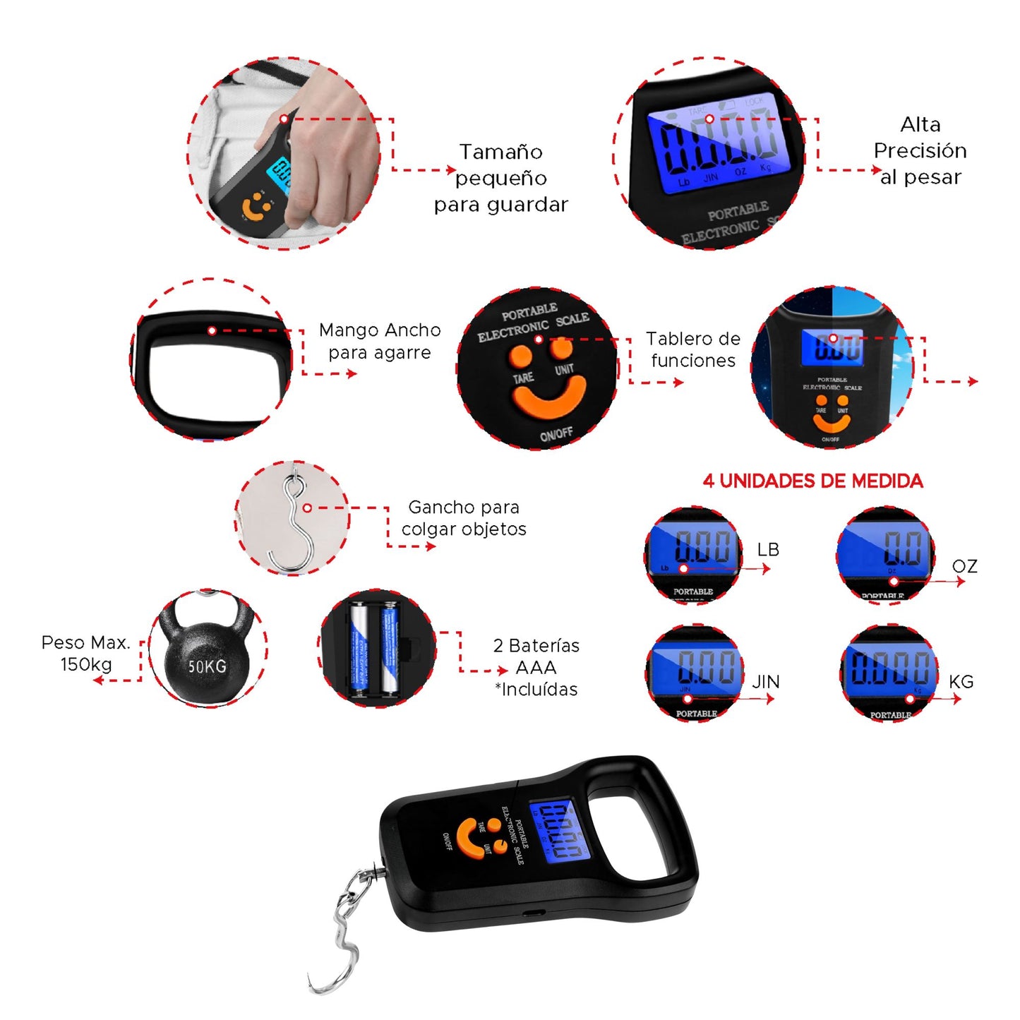 Báscula digital de equipaje con gancho