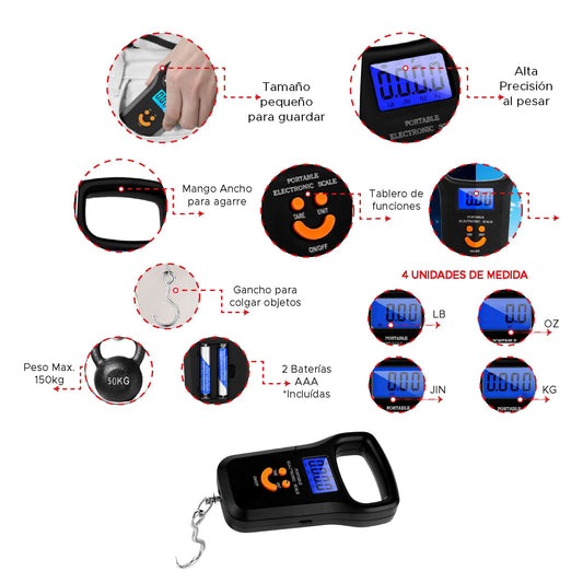 Báscula digital de equipaje con gancho