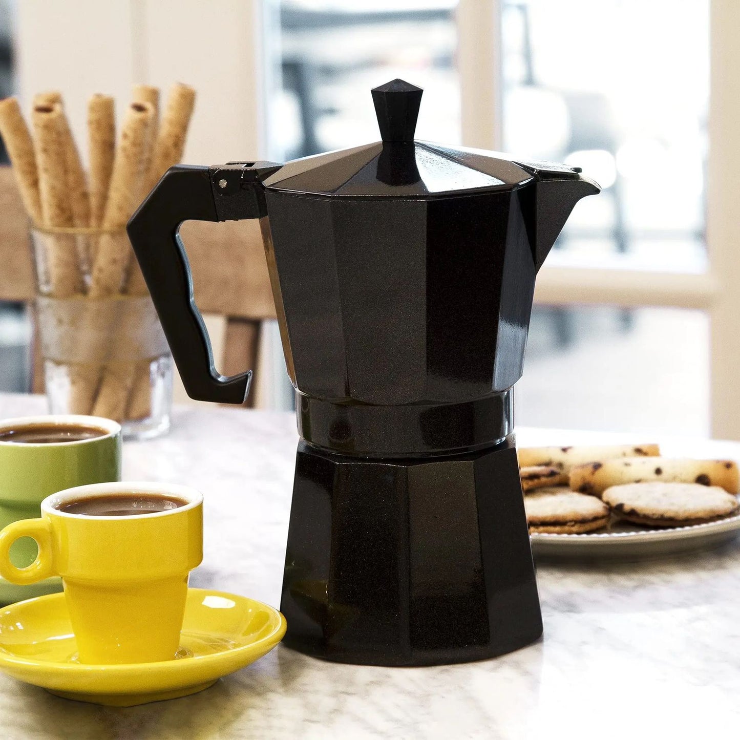 Cafetera Moka Italiana Negra 300ml 9 Tazas