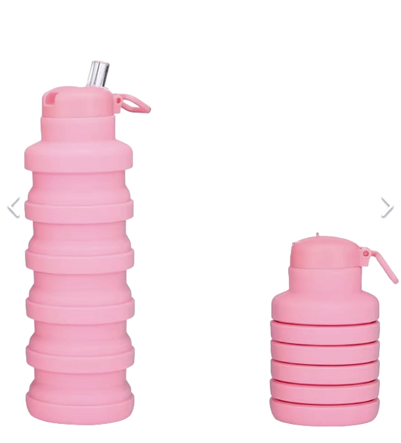 Termo / Botella de agua plegable, portable y con pitillo.
