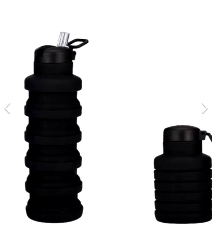 Termo / Botella de agua plegable, portable y con pitillo.