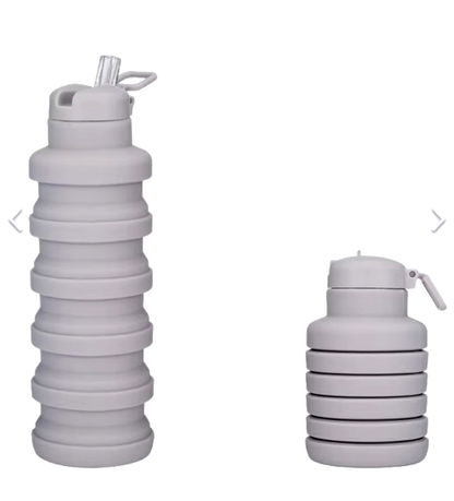 Termo / Botella de agua plegable, portable y con pitillo.