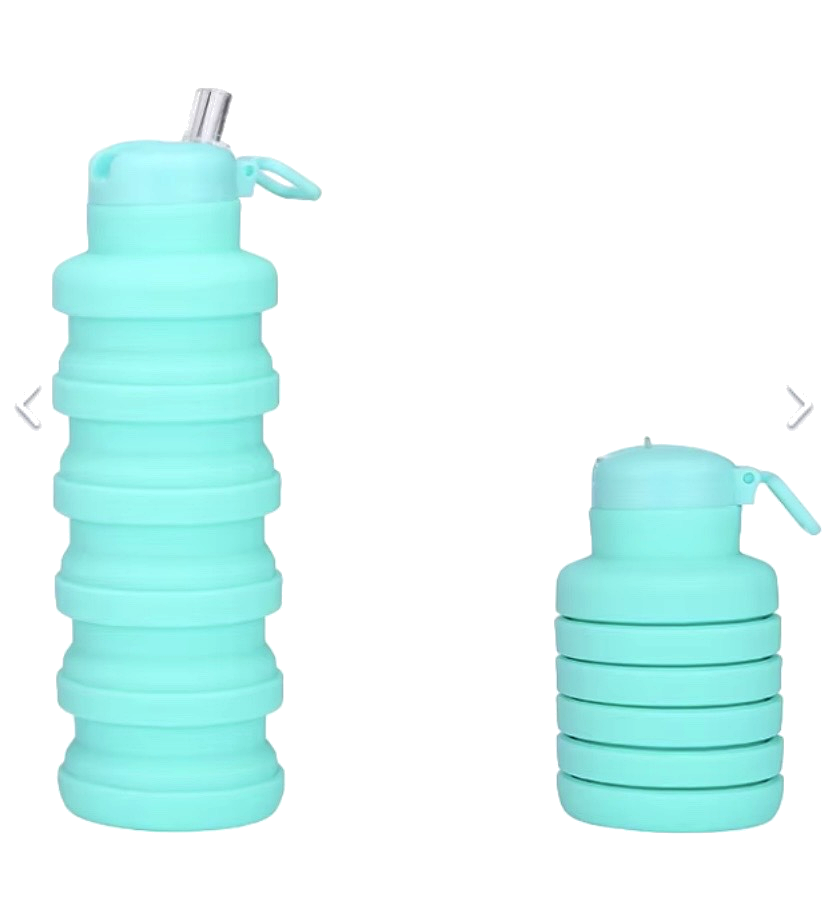 Termo / Botella de agua plegable, portable y con pitillo.