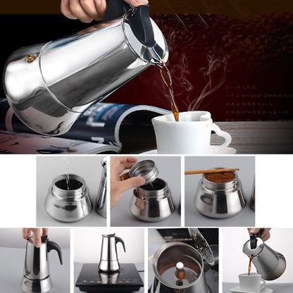 Cafetera Moka Italiana Acero Inoxidable 6 Tazas 300ml