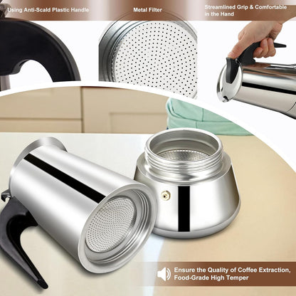 Cafetera Moka Italiana Acero Inoxidable 6 Tazas 300ml