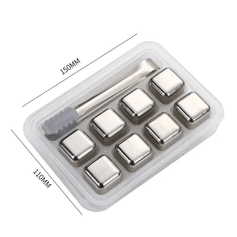 Kit de 8 Cubos de Hielos Acero Inoxidable