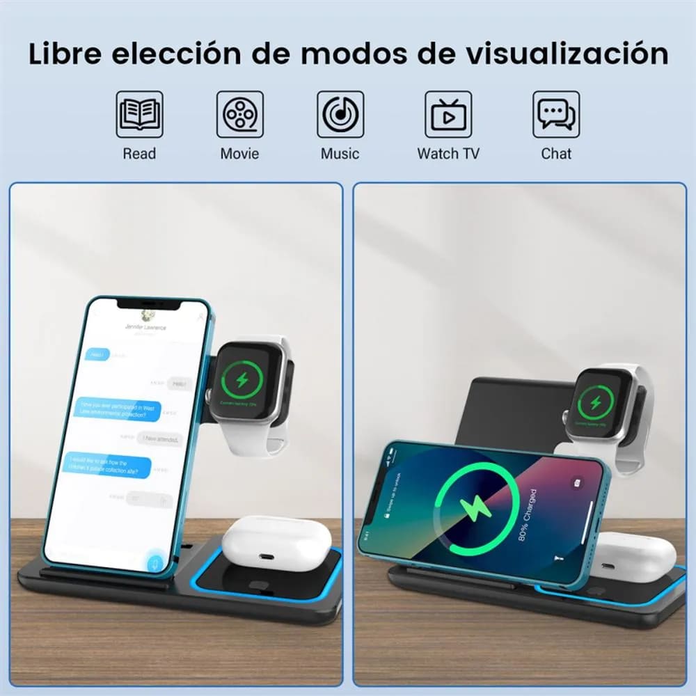 Cargador Inalámbrico Viajero 3 en 1