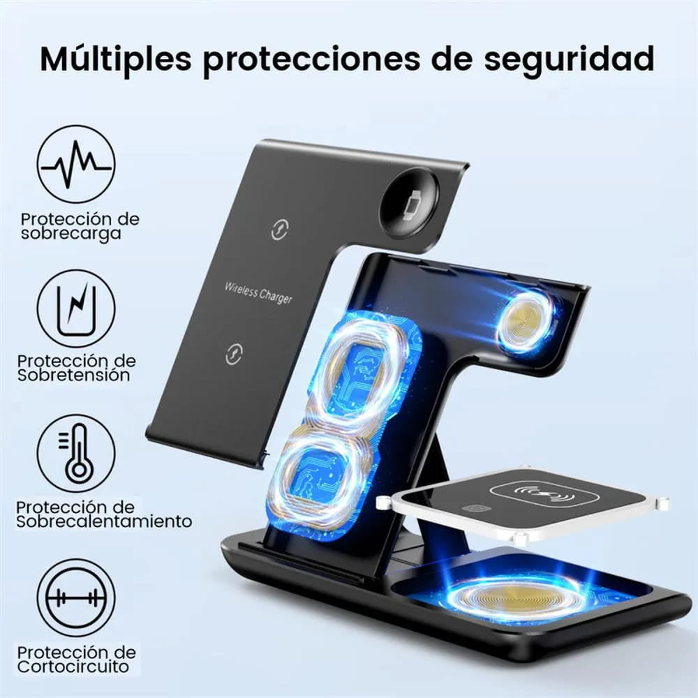 Cargador Inalámbrico Viajero 3 en 1
