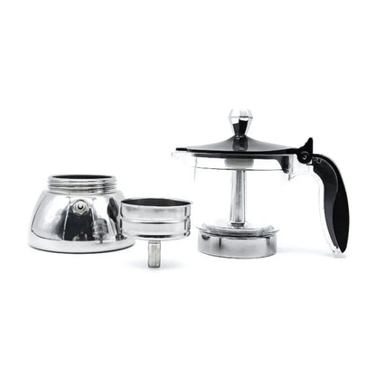 Cafetera Moka Italiana Trasparente en Acero Inoxidable de 200ml y 300ml