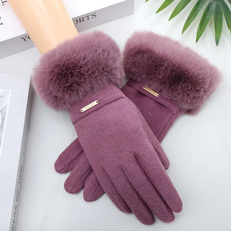 Guantes de invierno gruesos para mujer, impermeables, forro polar suave, para pantalla táctil.