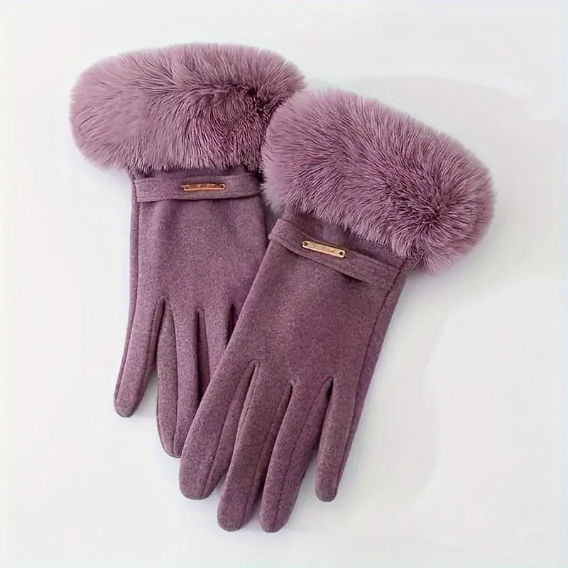 Guantes de invierno gruesos para mujer, impermeables, forro polar suave, para pantalla táctil..