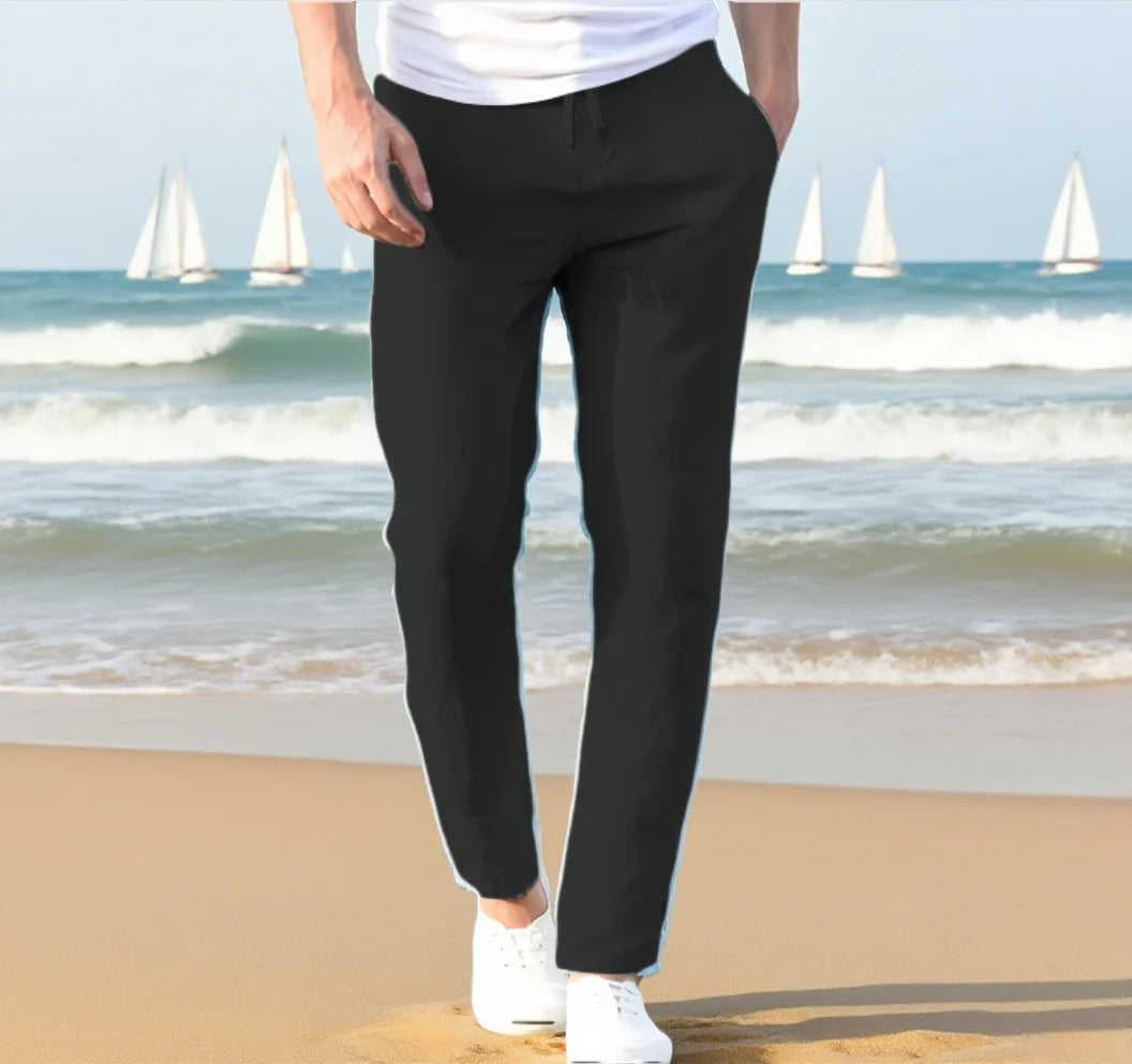 Pantalón de lino de otoño para hombre en diferentes colores, todas las tallas.