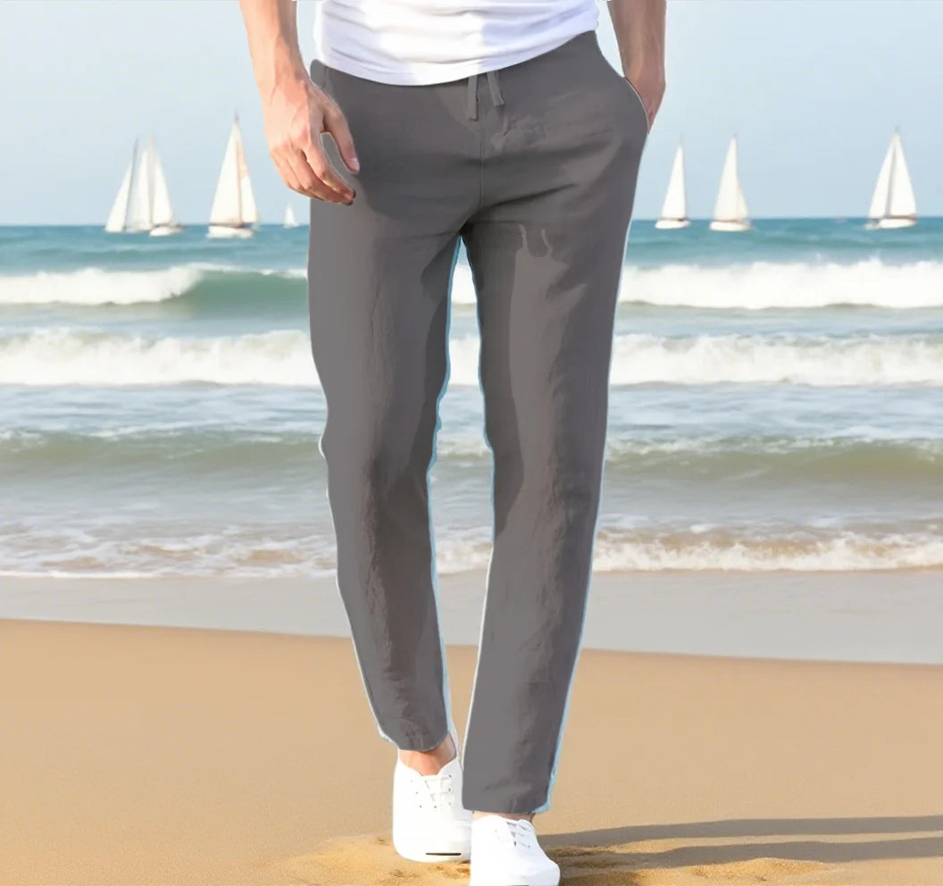 Pantalón de lino de otoño para hombre en diferentes colores, todas las tallas.