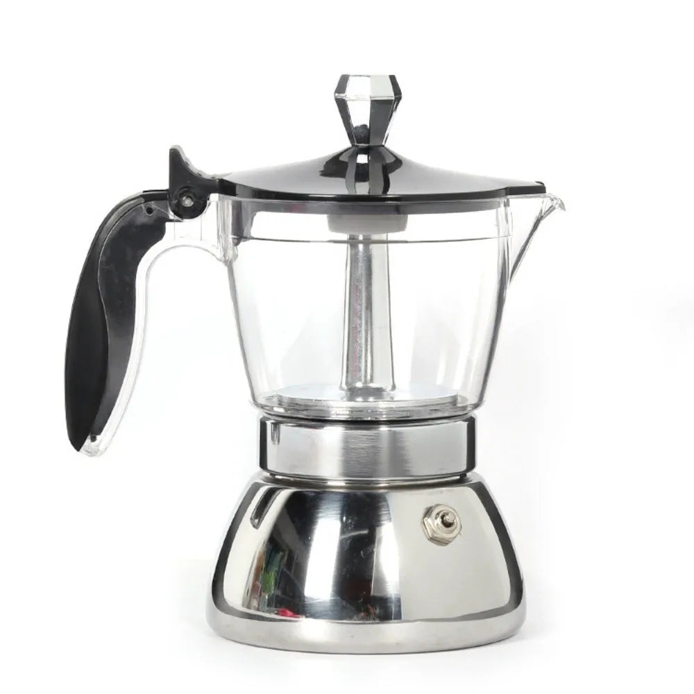 Cafetera Moka Italiana Trasparente en Acero Inoxidable de 200ml y 300ml