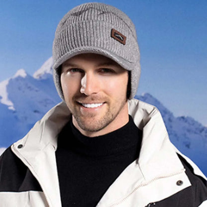 Gorra de lana para hombre con tapa oídos para invierno