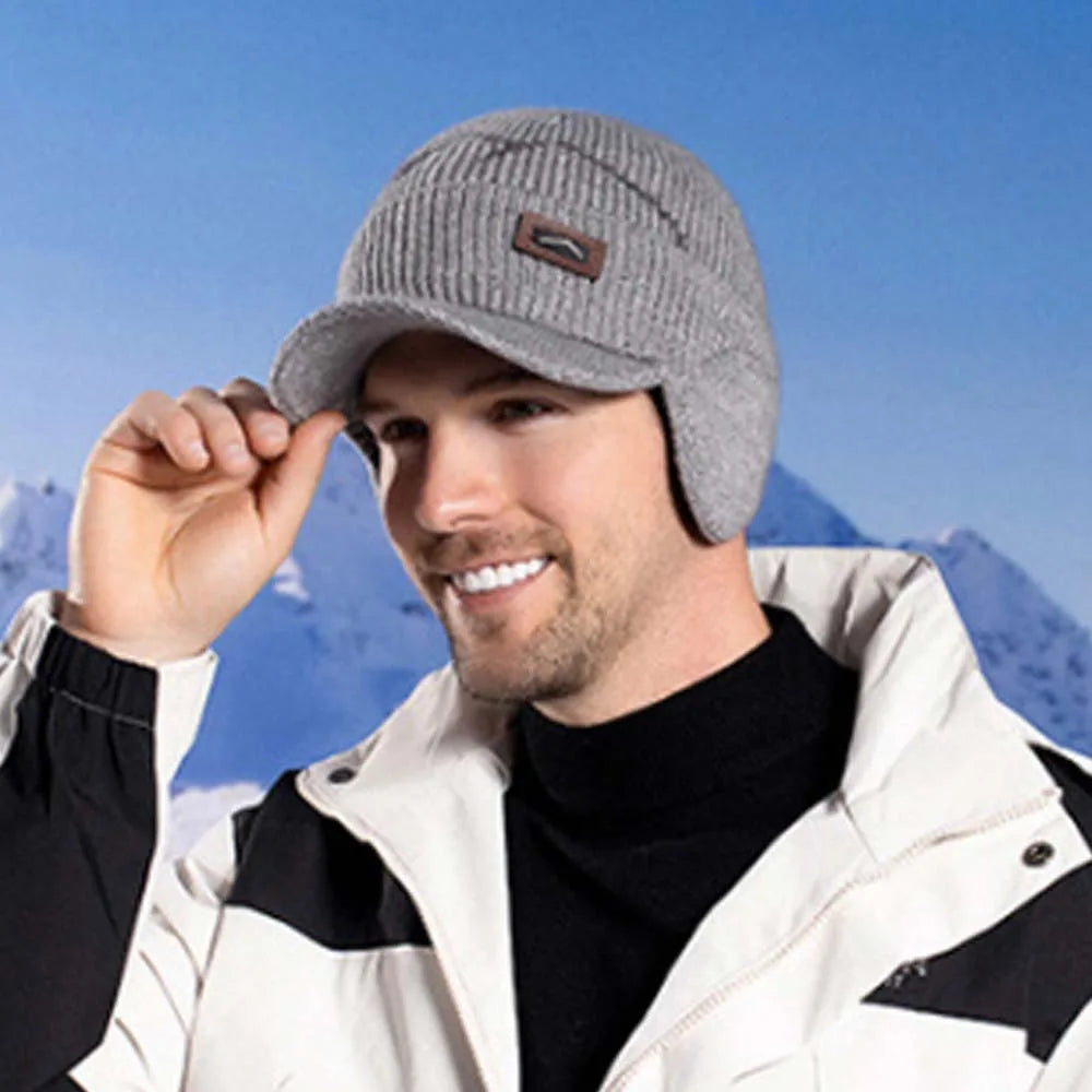 Gorra de lana para hombre con tapa oídos para invierno