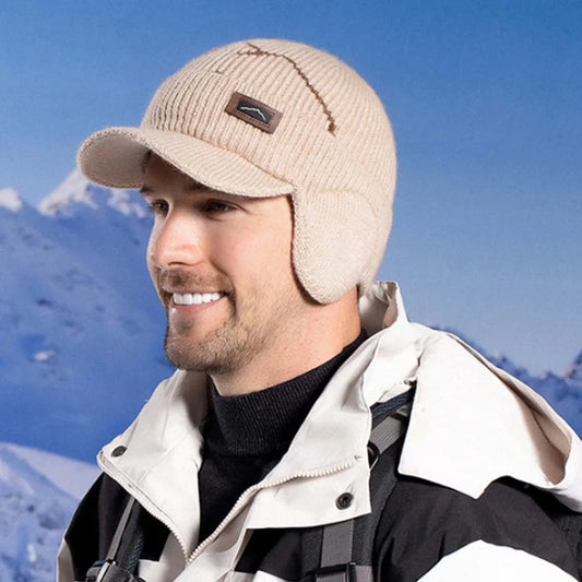 Gorra de lana para hombre con tapa oídos para invierno