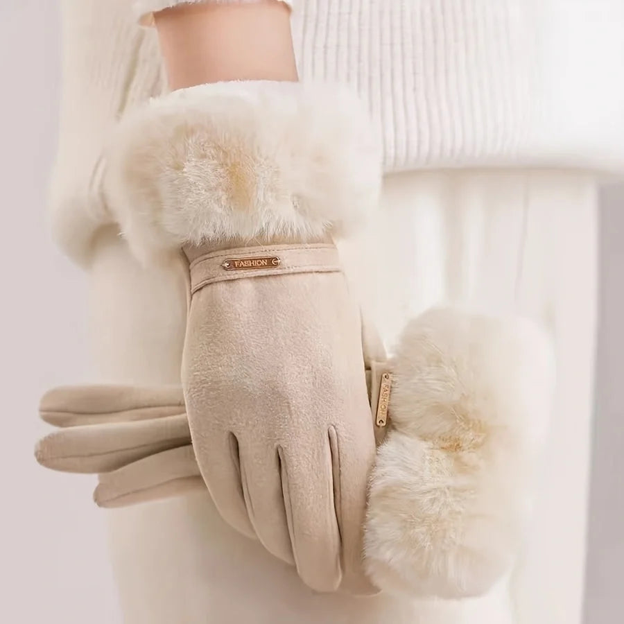 Guantes de invierno gruesos para mujer, impermeables, forro polar suave, para pantalla táctil..