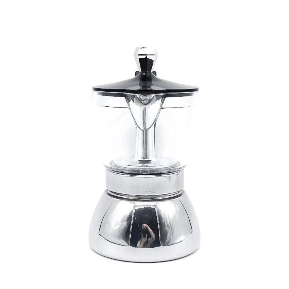 Cafetera Moka Italiana Trasparente en Acero Inoxidable de 200ml y 300ml