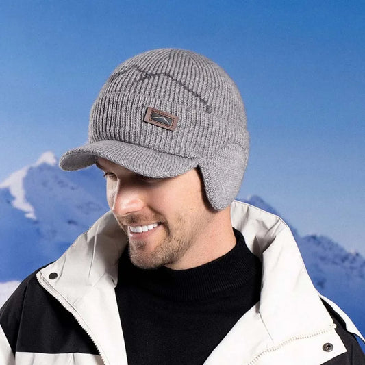 Gorra de lana para hombre con tapa oídos para invierno