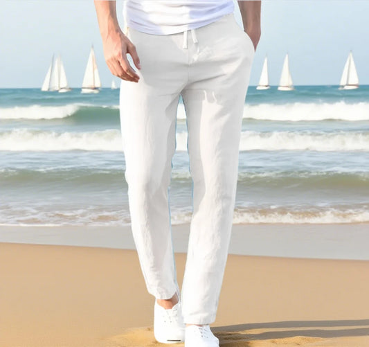 Pantalón de lino de otoño para hombre en diferentes colores, todas las tallas.