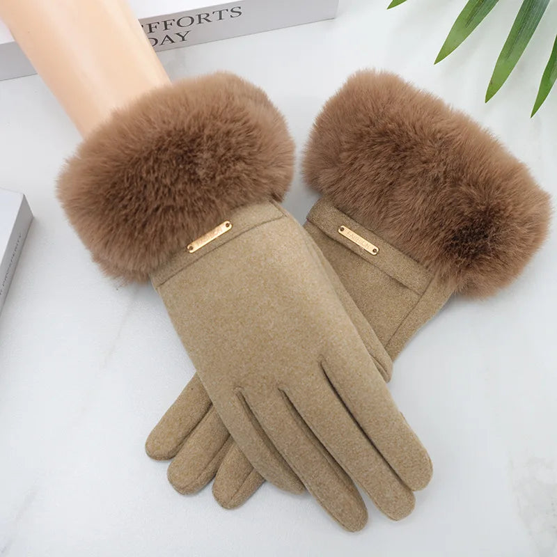 Guantes de invierno gruesos para mujer, impermeables, forro polar suave, para pantalla táctil.