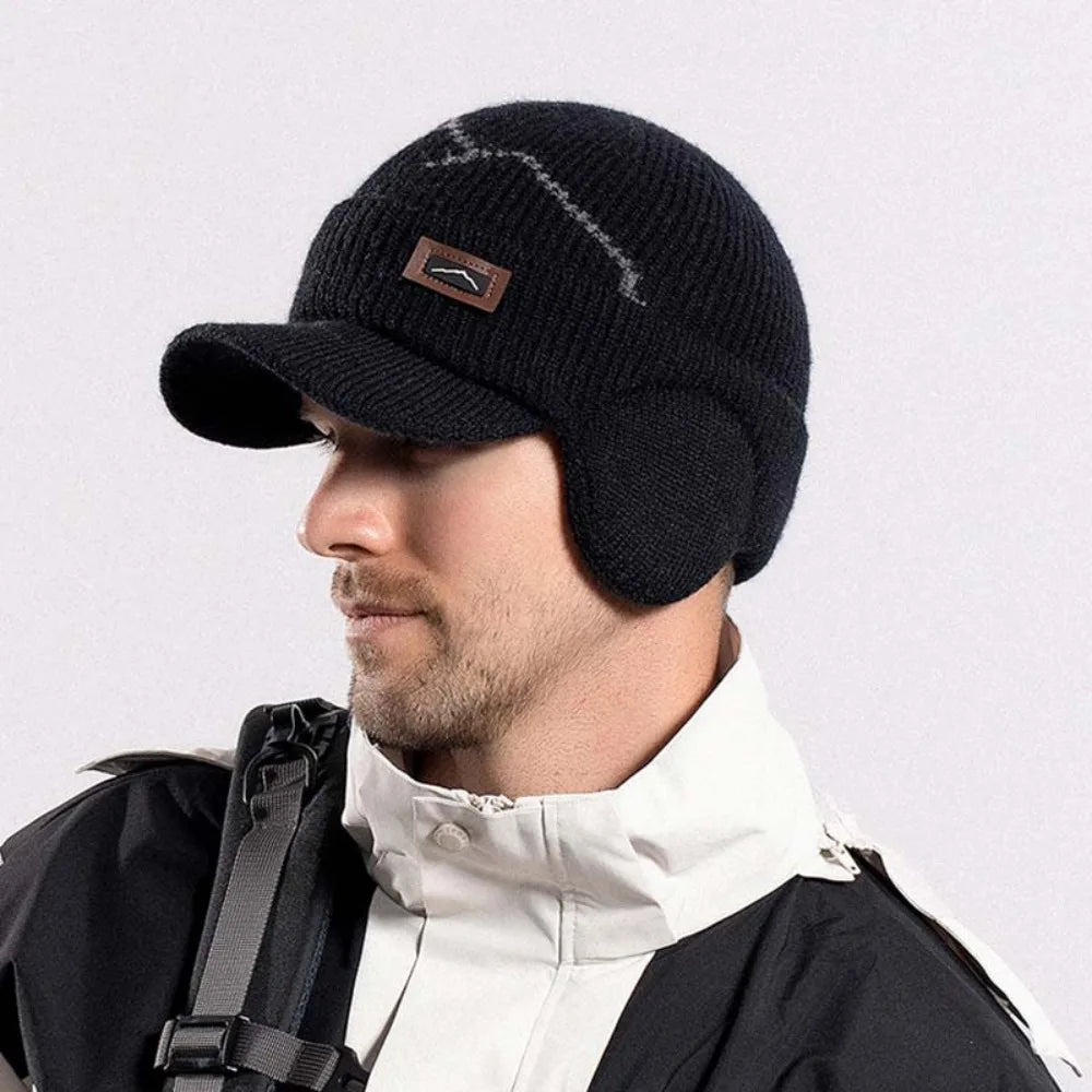 Gorra de lana para hombre con tapa oídos para invierno