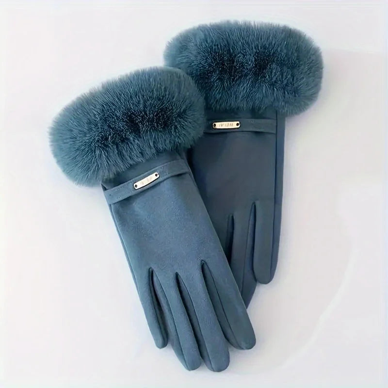 Guantes de invierno gruesos para mujer, impermeables, forro polar suave, para pantalla táctil..