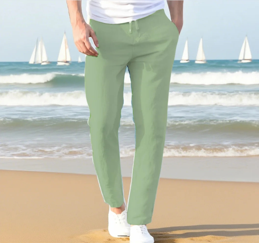 Pantalón de lino de otoño para hombre en diferentes colores, todas las tallas.