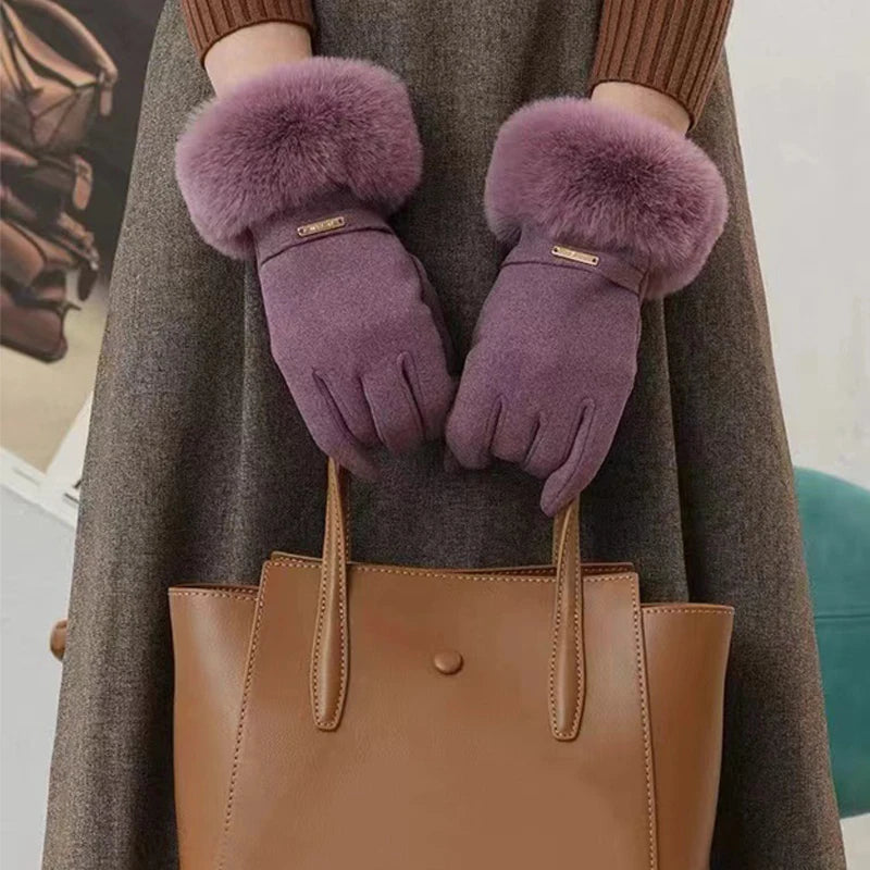 Guantes de invierno gruesos para mujer, impermeables, forro polar suave, para pantalla táctil..