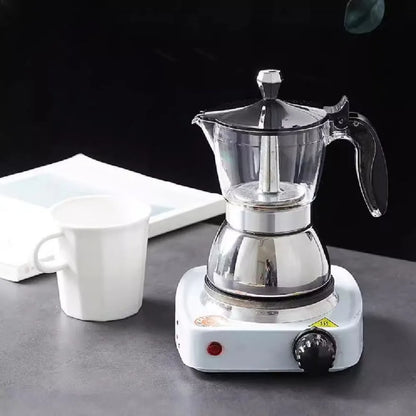 Cafetera Moka Italiana Trasparente en Acero Inoxidable de 200ml y 300ml